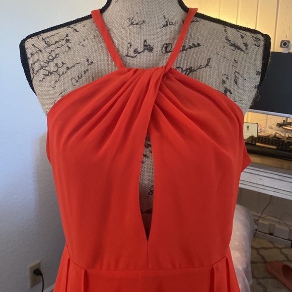 Elegant Orange Halter Dress - Picture 3 of 7